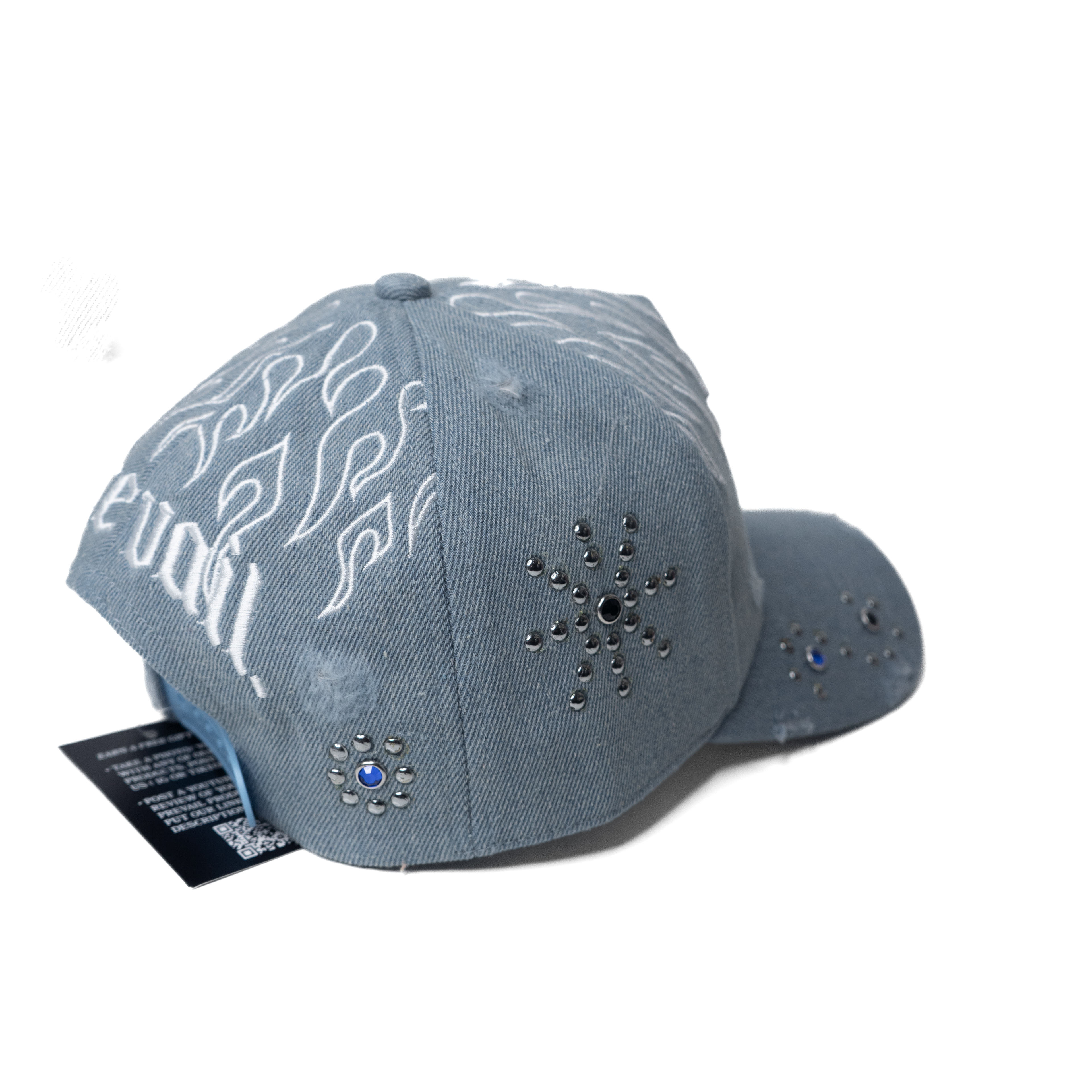 Studded Denim - Flames Snapback